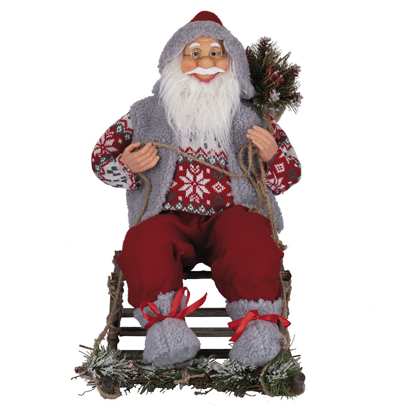 Pupazzo Babbo Natale H50 cm in Stoffa Rosso-4