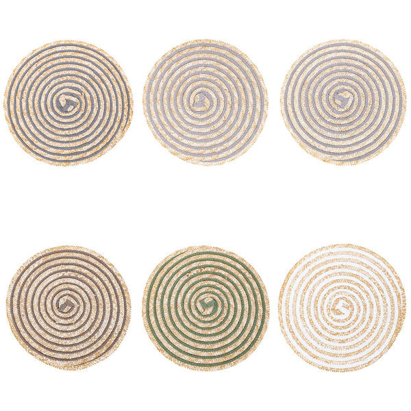 Lot de 6 sets de table Ø38 cm en paille et papier VdE Tivoli 1996 Spirale acquista