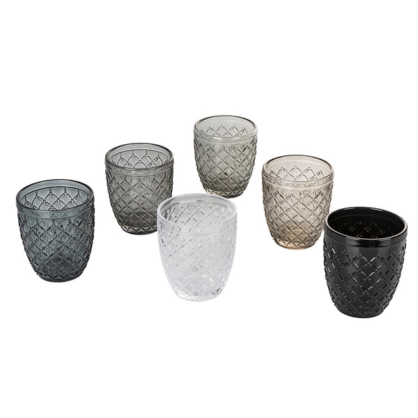 Lot de 6 verres à eau Castle Stones en verre gris Villa d'Este Home Tivoli sconto