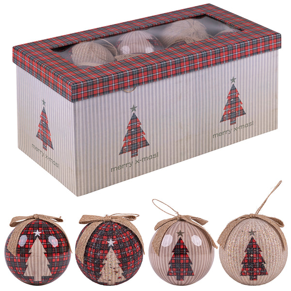 Set de 14 Boules de Noël Ø7,5 cm en Polyfoam avec Boîte Rouge, Beige et Or online