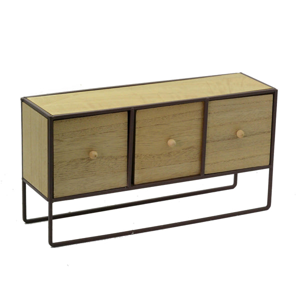 Étagère de rangement en bois et métal brun rouille 3 tiroirs cm 38x11xh20 acquista