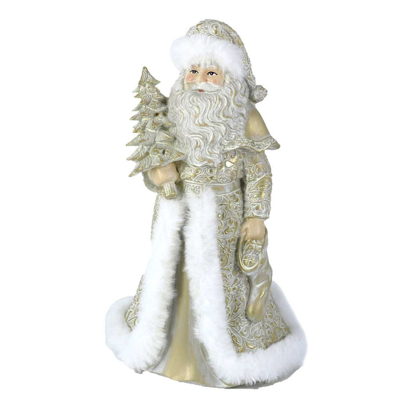 Babbo natale in resina bianco oro cm 16,5x14xh23 prezzo