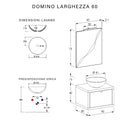 Mobile Bagno Sospeso 60 cm Lavabo e Specchio Bonussi Orione Grigio-4