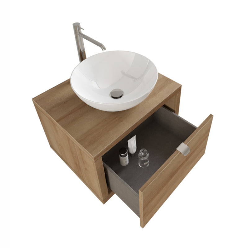 Mobile Bagno Sospeso 60 cm Lavabo e Specchio Bonussi Orione Rovere Farnia-3