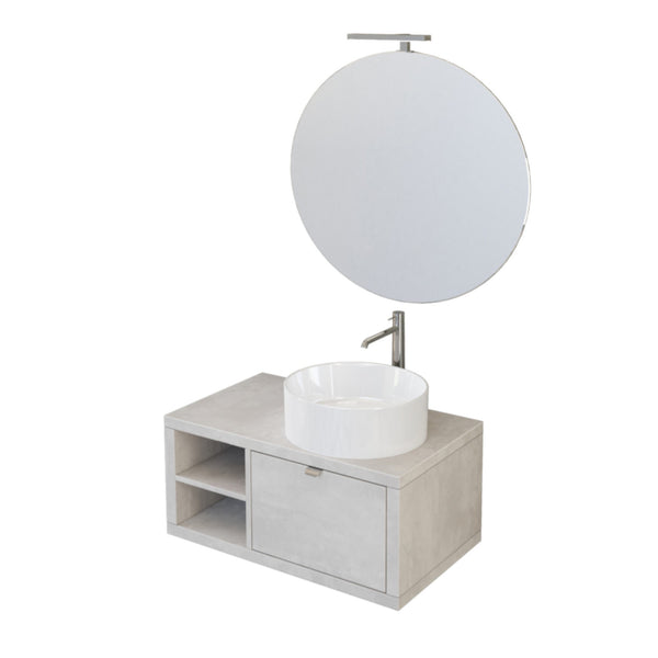 prezzo Meuble Salle de Bain Suspendu 80 cm Bonussi Orione Lavabo Effet Béton Gris et Miroir