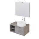 Mobile Bagno Sospeso 80 cm Lavabo e Specchio Bonussi Orione Grigio Effetto Cemento-1