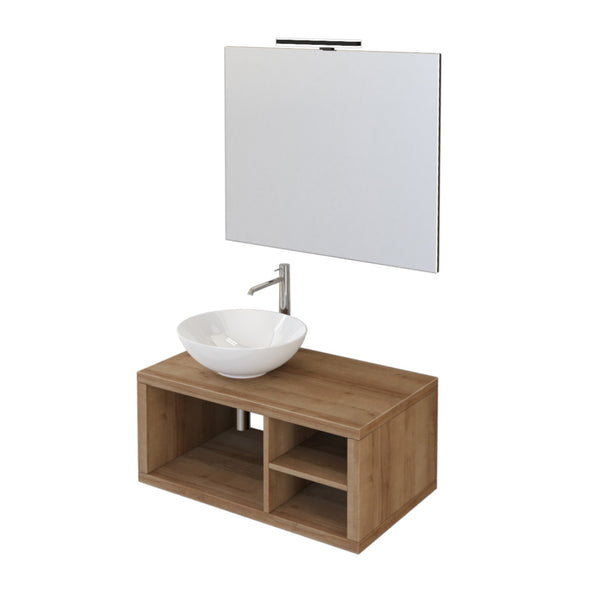 Meuble de Salle de Bain Suspendu 80 cm Chêne Bonussi Orione Chêne et Miroir Bonussi prezzo