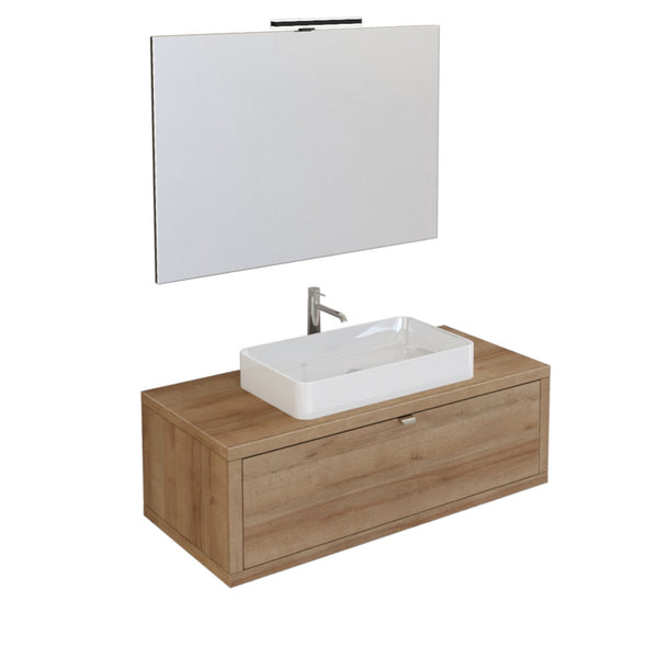 Meuble de Salle de Bain Suspendu 110 cm Chêne Bonussi Orione Chêne et Miroir Bonussi sconto