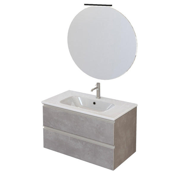 Meuble Salle de Bain Suspendu 80 cm Bonussi Fenice Gris Lavabo et Miroir prezzo