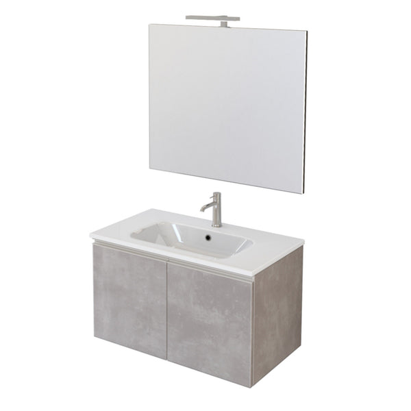 online Meuble Salle de Bain Suspendu 80 cm Bonussi Fenice Gris Lavabo et Miroir