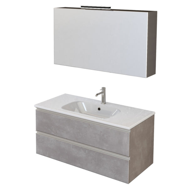 prezzo Meuble de Salle de Bain Suspendu 100 cm Bonussi Fenice Gris Lavabo et Miroir