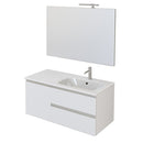 Mobile Bagno Sospeso 100 cm Lavabo e Specchio Bonussi Fenice Bianco Opaco-1