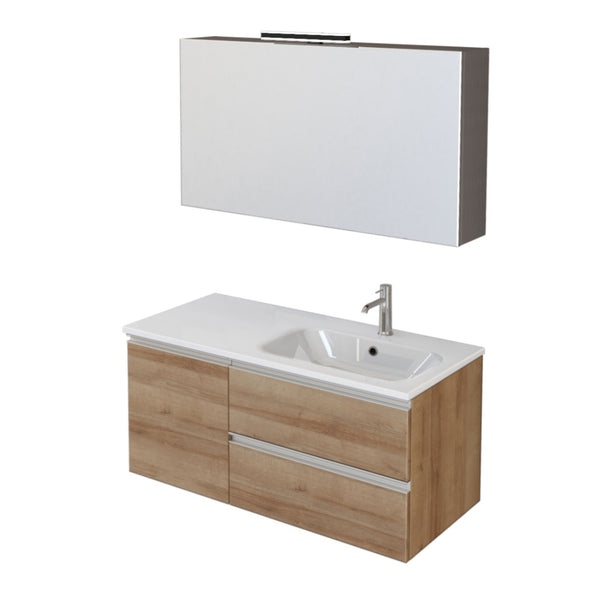 Meuble de Salle de Bain Suspendu 100 cm Bonussi Fenice Chêne Lavabo et Miroir en Chêne sconto