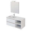 Mobile Bagno Sospeso 100 cm Lavabo e Specchio Bonussi Fenice Bianco Opaco-1