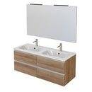 Mobile Bagno Sospeso 120 cm Doppio Lavabo e Specchio Bonussi Fenice Rovere Farnia-1