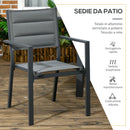 Set Tavolo Allungabile in Vetro e 6 Sedie da Giardino in Alluminio e Tessuto a Rete Grigio Scuro-6