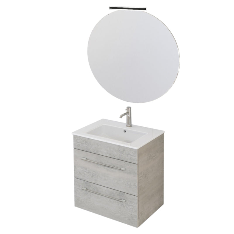 Mobile Bagno Sospeso 55 cm Lavabo e Specchio Bonussi Tucano Cemento Effetto Legno-1