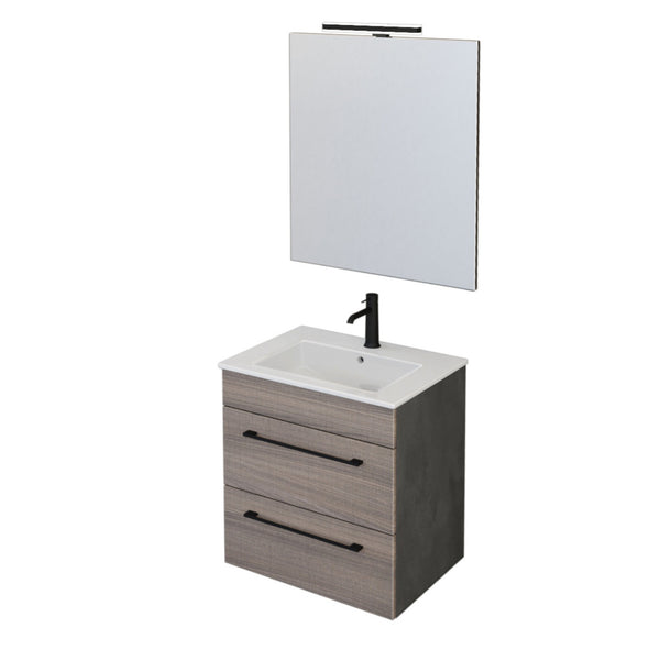 Meuble de Salle de Bain Suspendu 55 cm Bonussi Tucano Olmo Lava Lavabo et Miroir sconto