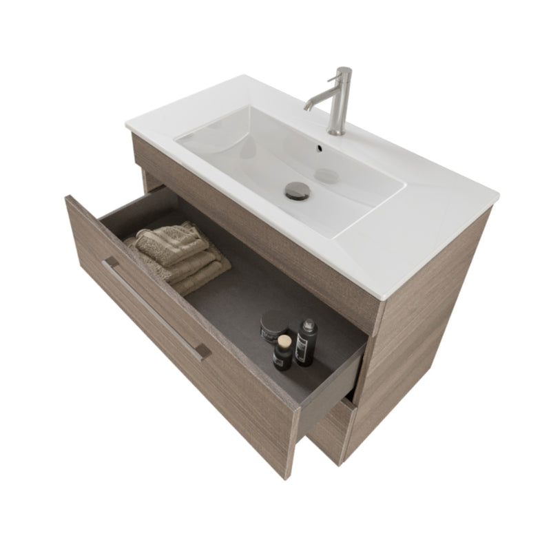 Mobile Bagno Sospeso 80 cm Lavabo e Specchio Bonussi Tucano Olmo-2