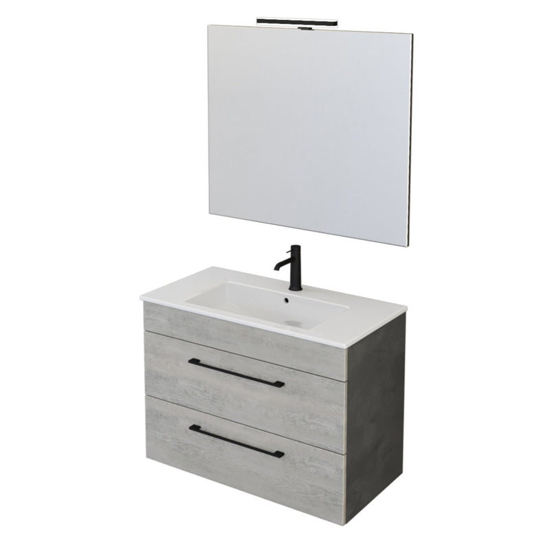 Mobile Bagno Sospeso 80 cm Lavabo e Specchio Bonussi Tucano Grigio-1