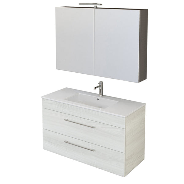 online Meuble de Salle de Bain Suspendu 100 cm Bonussi Tucano Orme Blanc Lavabo et Miroir