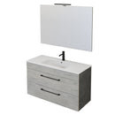 Mobile Bagno Sospeso 100 cm Lavabo e Specchio Bonussi Tucano Cemento Effetto Legno-1