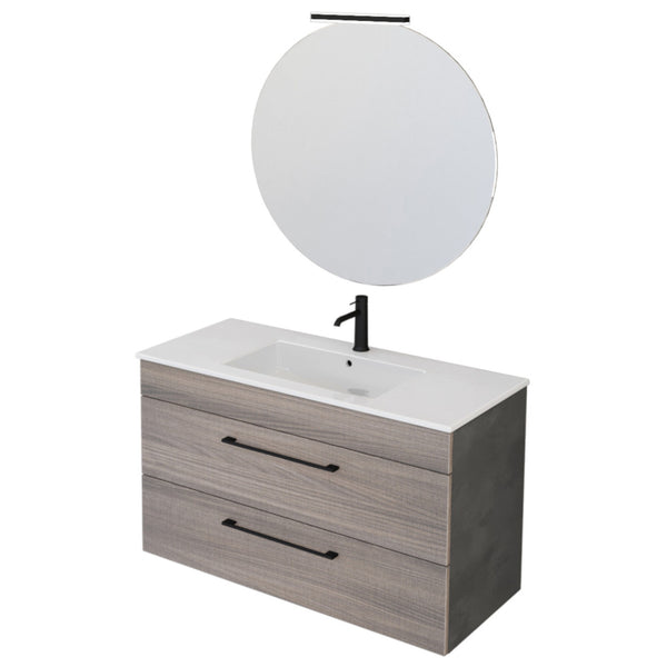 acquista Meuble de Salle de Bain Suspendu 100 cm Bonussi Tucano Olmo et Lava Lavabo et Miroir