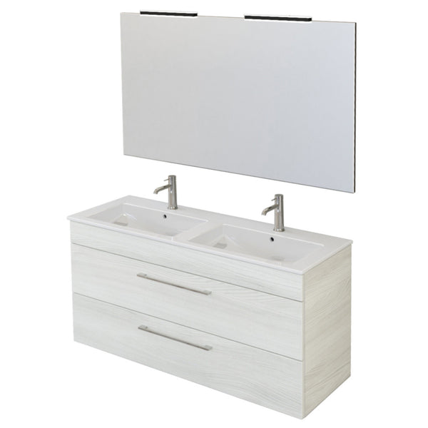 Meuble de Salle de Bain Suspendu 118 cm Double Lavabo et Miroir Bonussi Tucano Olmo Bianco online