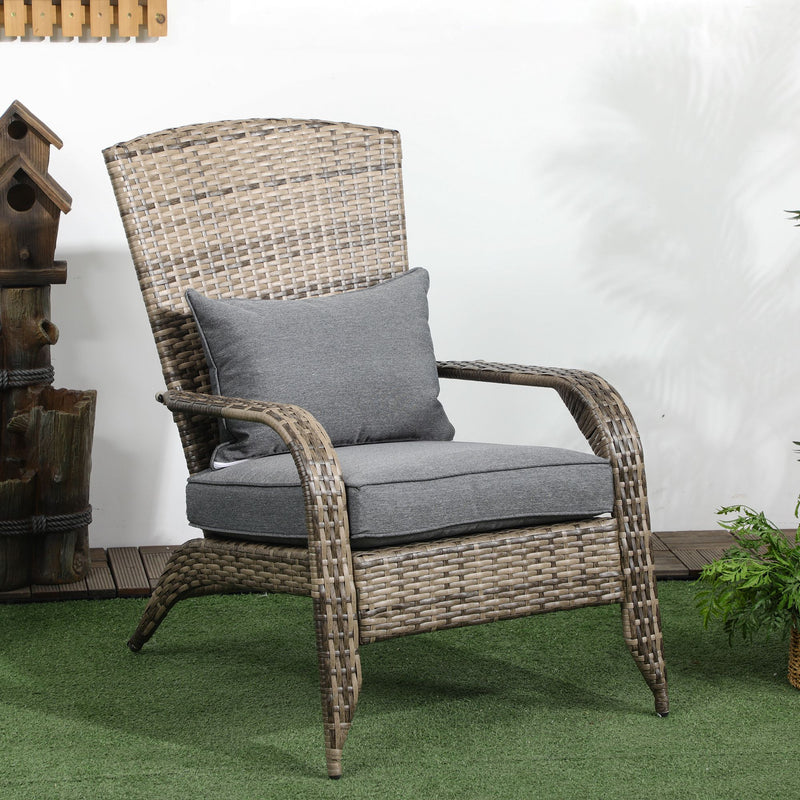 Sedia da Giardino 64x80x90 cm in Rattan e Acciaio Marrone e Grigio-2