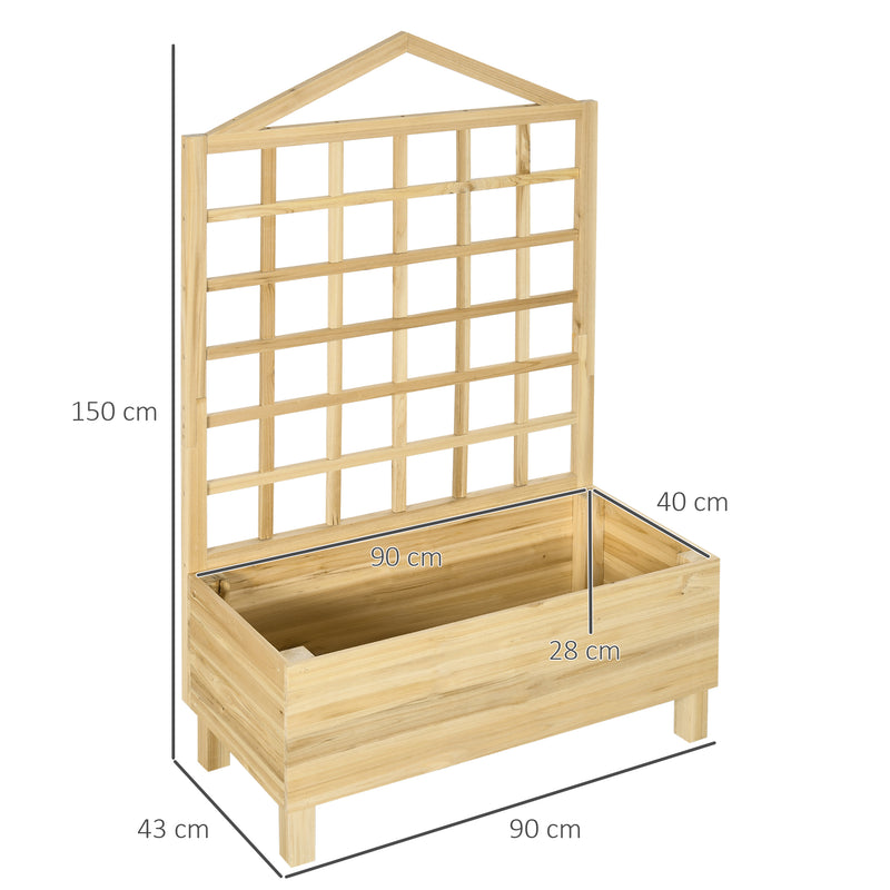 Fioriera da Esterno con Grigliato 90x43x150 cm in Legno di Abete Naturale-3