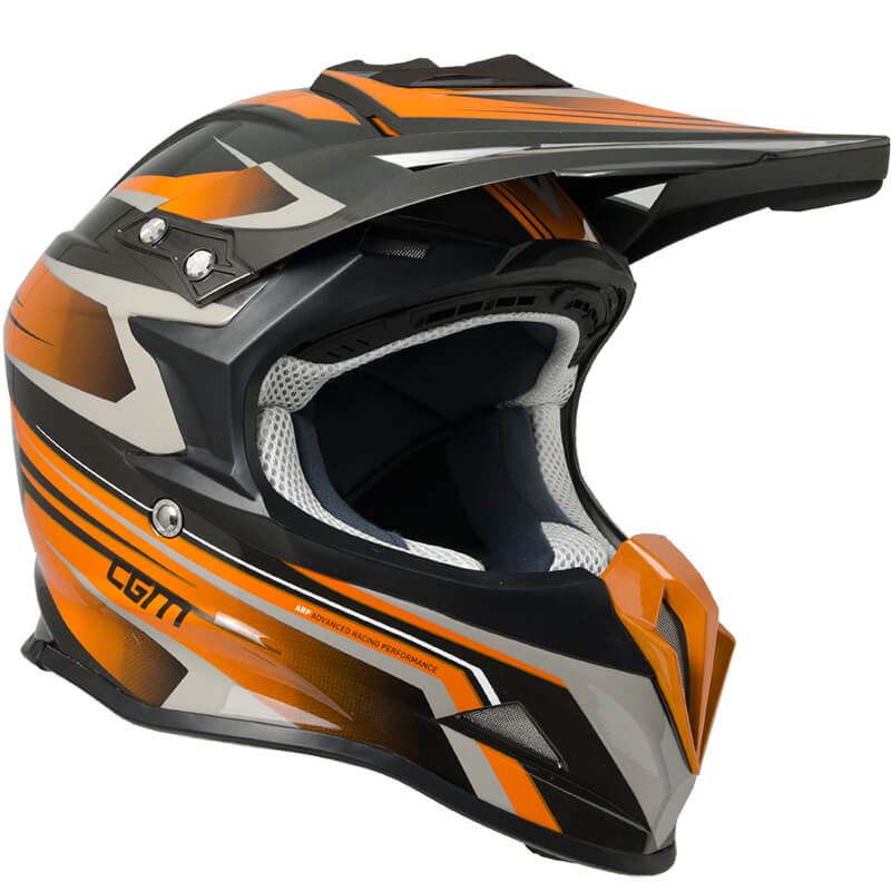 Casco Integrale per Moto Cross con Frontino CGM Track 601G Arancione -1