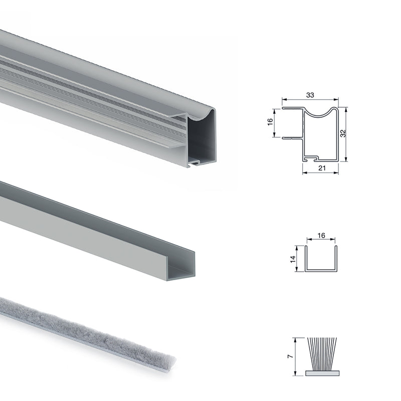 Sistema a Scorrimento Inferiore per Armadio 2 Ante 16 mm con Chiusura Soft Emuca-5