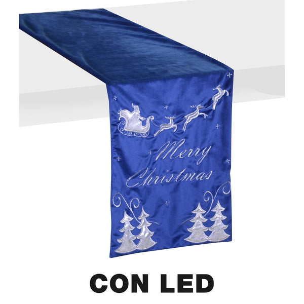 online Tapis LED en tissu avec renne bleu 32x182x0,5 cm