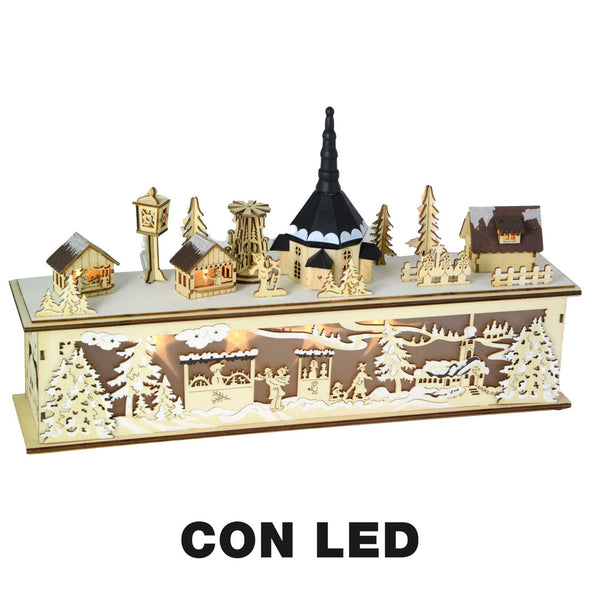 sconto Casetta legno led cm 45x10xh26