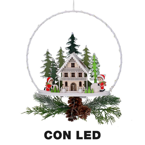 Ghirlanda metallo led con casetta bianco cm 25x7x47,5 acquista