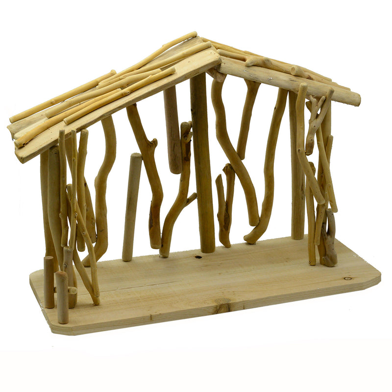 Presepe Capanna in Legno naturale cm 55x25xh40-1