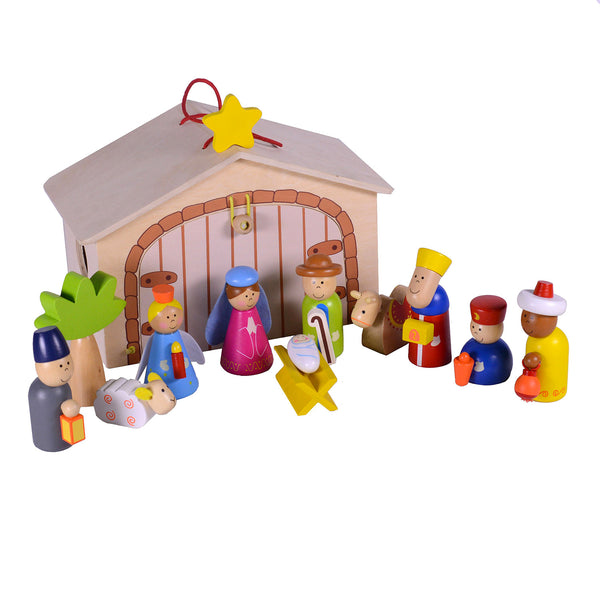 Crèche en bois set 13pcs avec présentoir cm 23,5x12,8xh15,5 online