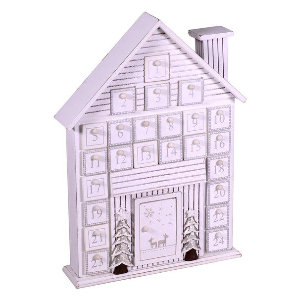 Calendrier de l'Avent en bois maison blanche cm 26x6xh37,5 sconto