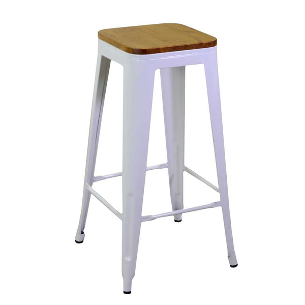 Tabouret New Bristol 42x42xh76 cm en fer blanc antique avec assise en bois prezzo