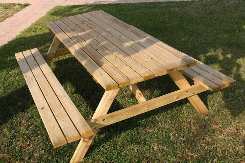 Set Birreria Tavolo con 2 Panche 180x150x70 cm in Legno di Conifera-1