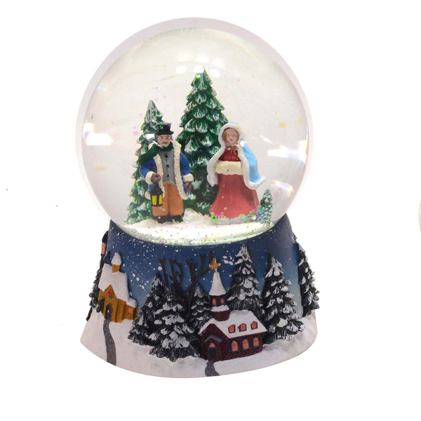 Globe en verre Village avec boîte à musique et lumières Ø11,5xh14,5 cm sconto