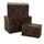 Lot de 3 malles rectangulaires en simili cuir et bois marron