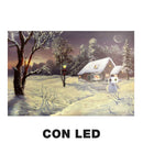 Quadro con led legno casa innevata multicolor rettangolare cm 60x40xh1,8-1