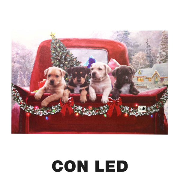 Quadro con led legno cani multicolor rettangolare cm 60x40xh1,8 acquista