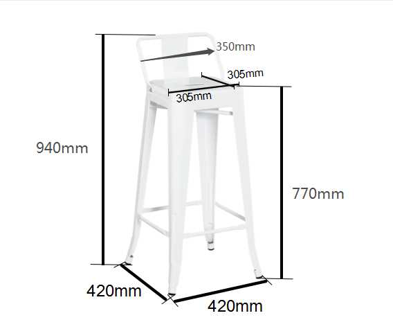 Sgabello con Schienale New Bristol 42x42xh77/94 cm in Ferro Bianco Antico con seduta in Legno-2