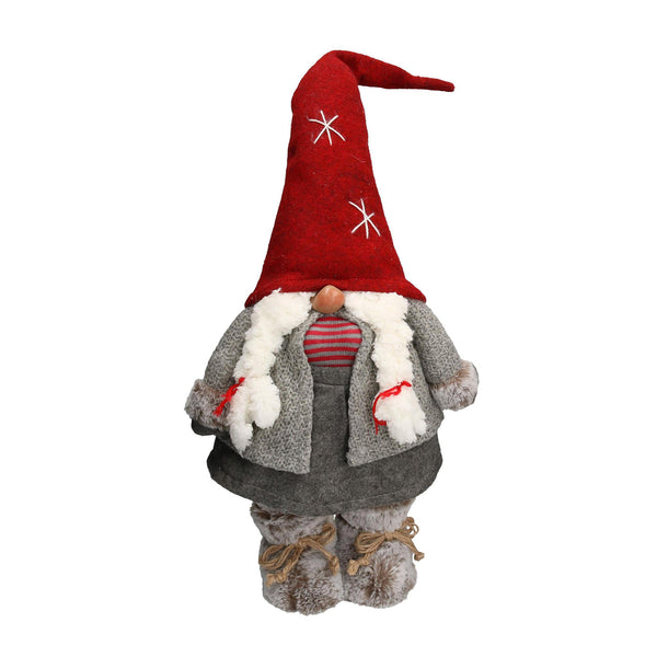 Marionnette gnome en tissu femme gris rouge cm 21x16xh75 prezzo