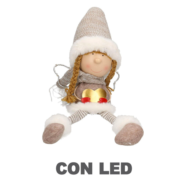 Marionnette en tissu, ange crème avec Led et coeur assis cm 11x18xh56 sconto