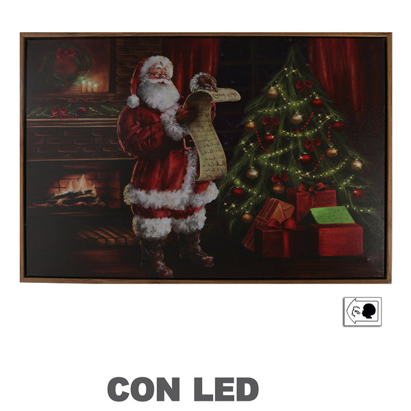 Image rectangulaire en bois avec Père Noël Led cm 63x43x3,3 sconto