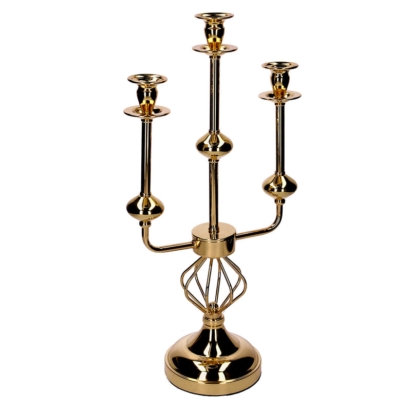 Portacandele candelabro in Metallo oro cm 26x14xh51-1