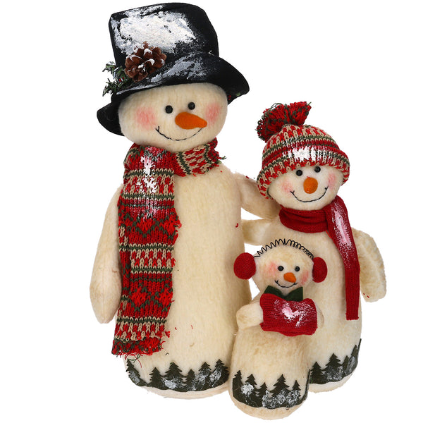 Butoir de porte Snowman Family en tissu blanc cm 27x37 prezzo